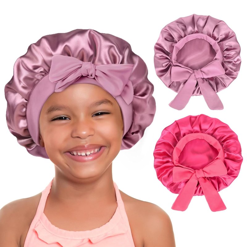 Baby Bonnet Set - Silk Satin Bonnets for Kids | Soft Sleeping Caps for Curly Natural Hair, 2 PCS
