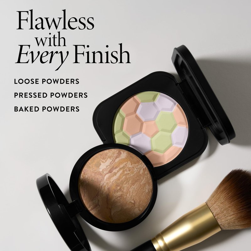LAURA GELLER Full Face Powder Makeup Brush with Wooden Handle in Midnight Black – Foundation, Setting Powder, Blush, Bronzer, Highlighter and Luminizers – Sheer, Even Application and Blending Makeup