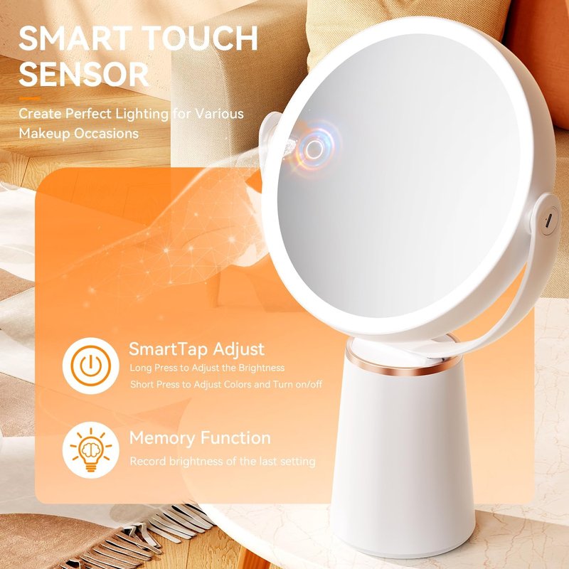 Auxmir Makeup Mirror - Double-Sided 30X/1X Magnifying Lighted Vanity Mirror | Rechargeable & Dimmable