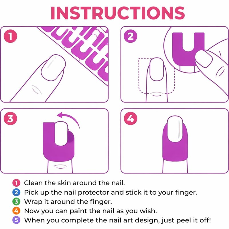 Outus Nail Polish Protector | 120 Pcs U-Shape UV Protection Tape for Cuticle Guard & Art
