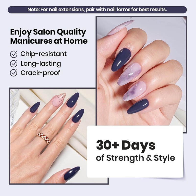 Beetles Builder Gel for Nails - Indigo Nocturne 0.5 oz | 8-in-1 Thickening & Strengthening Gel for DIY Salon Use