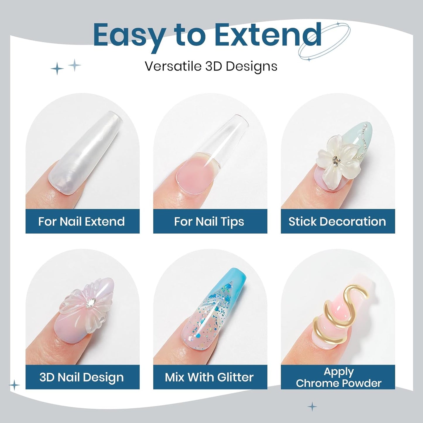Skiennix Nail Extension Gel - 3D Hard Gel for Art & Sculpture | Pearl White Color for DIY Manicure