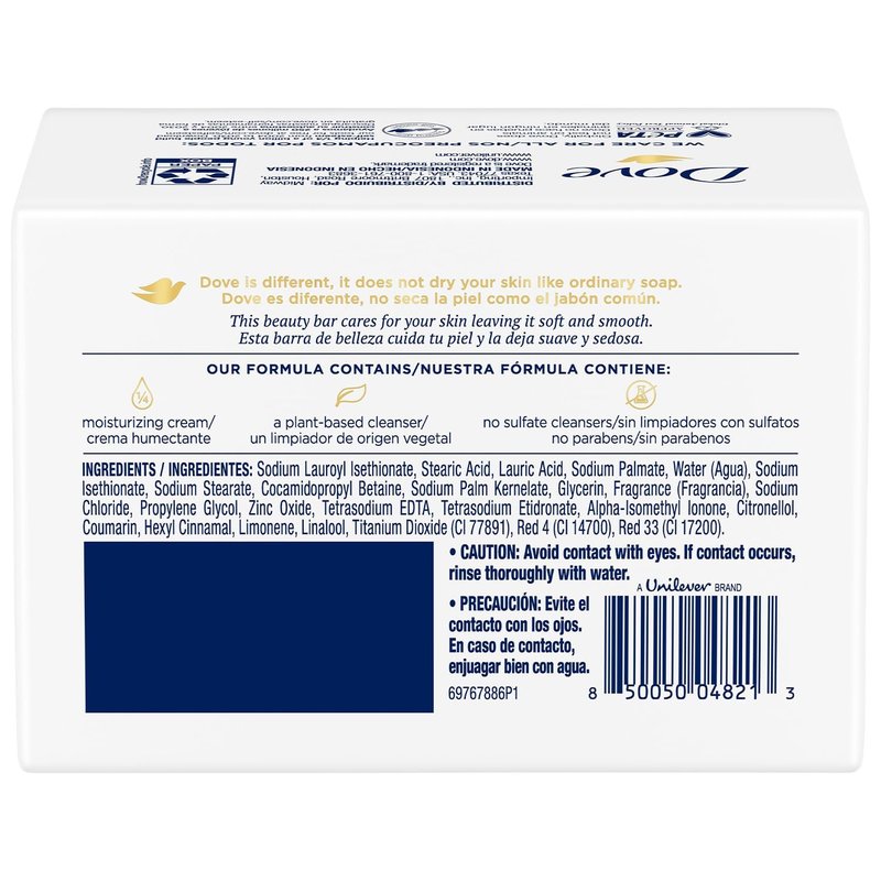 Dove Pink Beauty Bar Soap, Deep Moisture Cleanser, 3.17 oz Each, 4 Bars