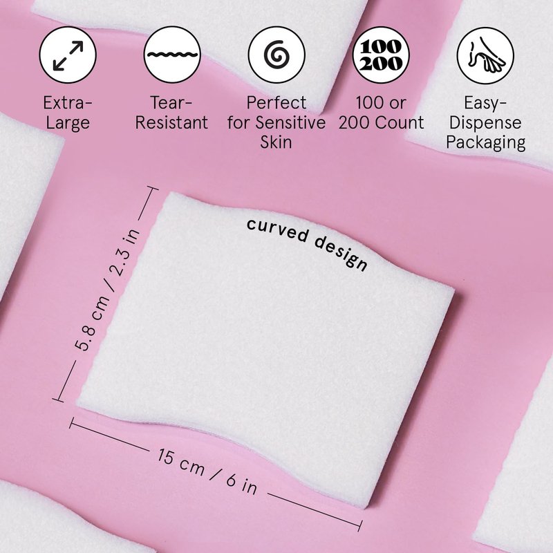 grace & stella Face Pads for Toner, Essence, and DIY Mask (100 Count) - Soft, Lint-Free Makeup Remover Pads - Durable Facial Pad for Skincare - Vegan, Cruelty-Free