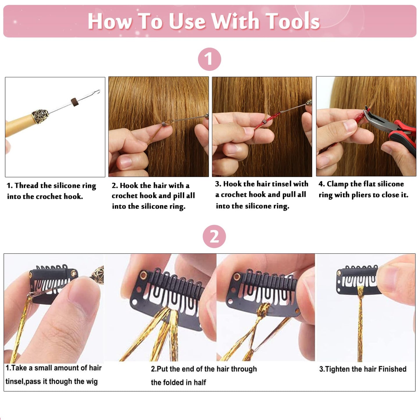 YUBTY Hair Tinsel, 20 Colors 8800 Strands Fairy Hair Tinsel Heat Resistant 48 Inches Glitter Tinsel Hair Extensions Highlights Sparkling Hair Tinsel Kit for Girls Women Hair Accessories Party Festival