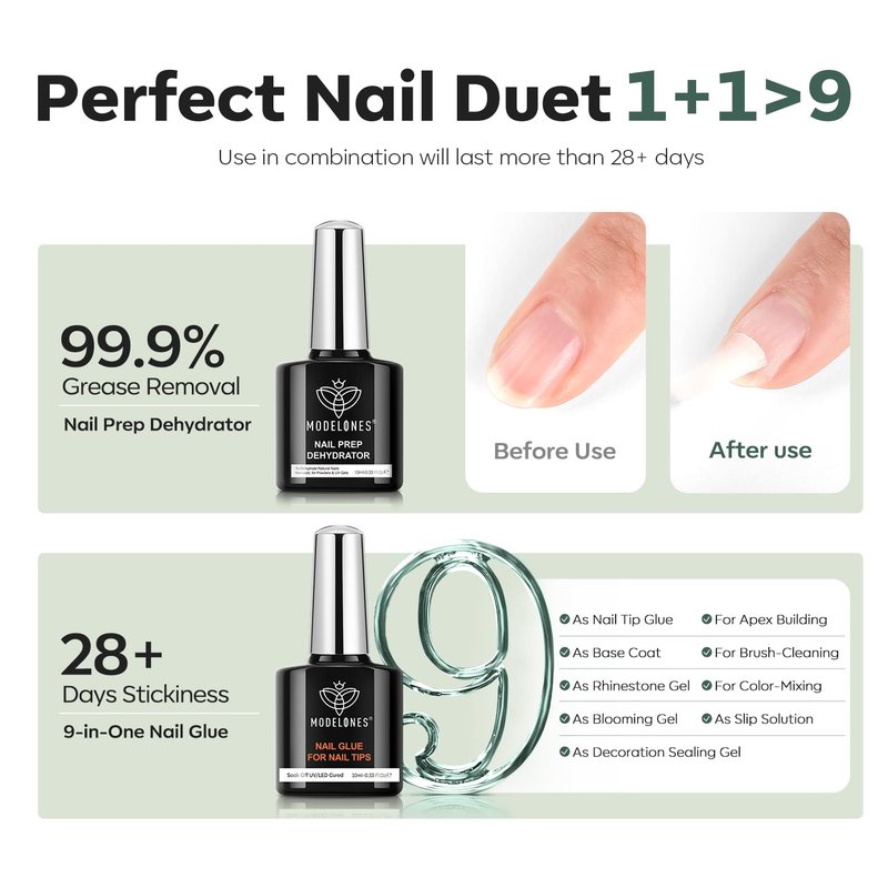 Nail Gel Kit - 9-in-One Acrylic Coffin Nails with UV Light & 500pcs Tips | DIY Salon Extensions