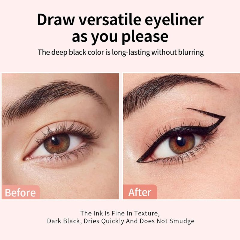 Skiennix 2-Piece Eyeliner Stamp Set - Long-Lasting Waterproof Eye Makeup | Black & Brown, Smudge-Proof Finish