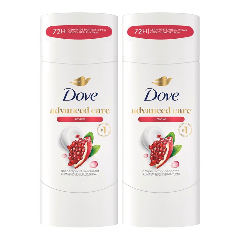 Dove Advanced Care Antiperspirant Deodorant for Women Twin Pack Revive 72 hour sweat and odor protection 2.6 oz (Packaging May Vary)