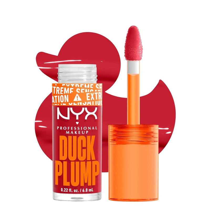 NYX Professional Makeup Duck Plump High Pigment Lip Gloss - Vegan Cherry Spice (Transparent Red)