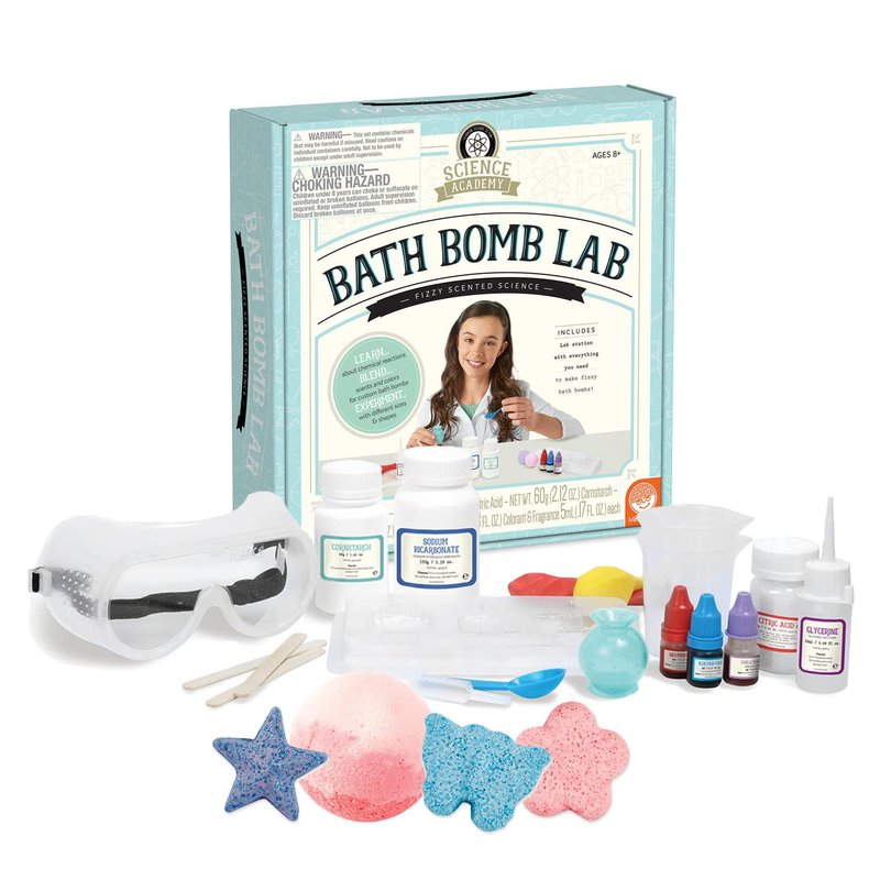 MindWare Science Academy Bath Bomb lab - A 20pc DIY Experiment kit for Boys & Girls - Make 4+ Bath Bomb Experiments - Great Gift for Children & Teenagers