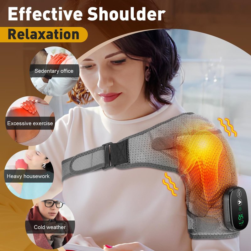 Shoulder Heating Pad, FSA Eligible Items List, Shoulder Massager for Pain Relief Deep Tissue, Heated Shoulder Brace Wrap for Men Women, Rotator Cuff Heating Pad for Pain Relief