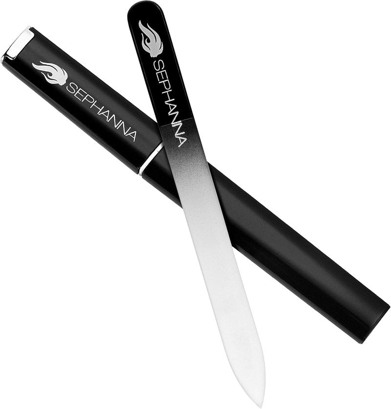 Sephanna Glass Nail File - Ultra Quality Portable Crystal File with Case for Smooth Mani & Pedicure