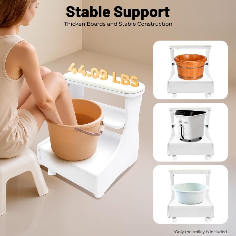 Pedicure Foot Bath Trolley - Mobile Foot Rest Chair with Wheels | 44.09 lbs Capacity for Manicure & Massage