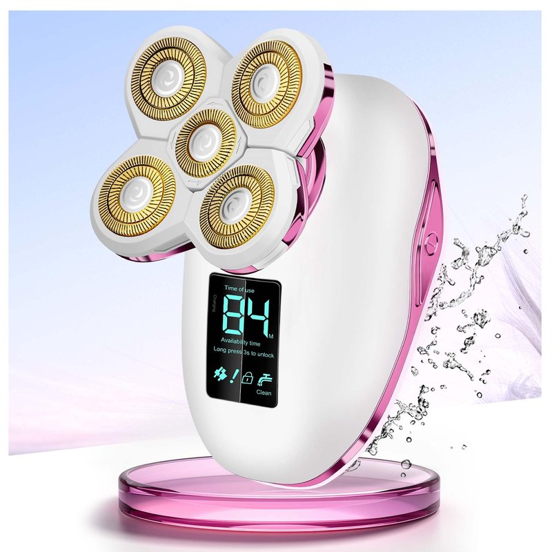 Electric Razors for Women-5D Floating Head IPX7 Waterproof Wet Dry Leg Hair Trimmer, USB-C Rechargeable 90Min Battery, Gentle Facial Bikini Hair Removal with LED Display & Travel Lock