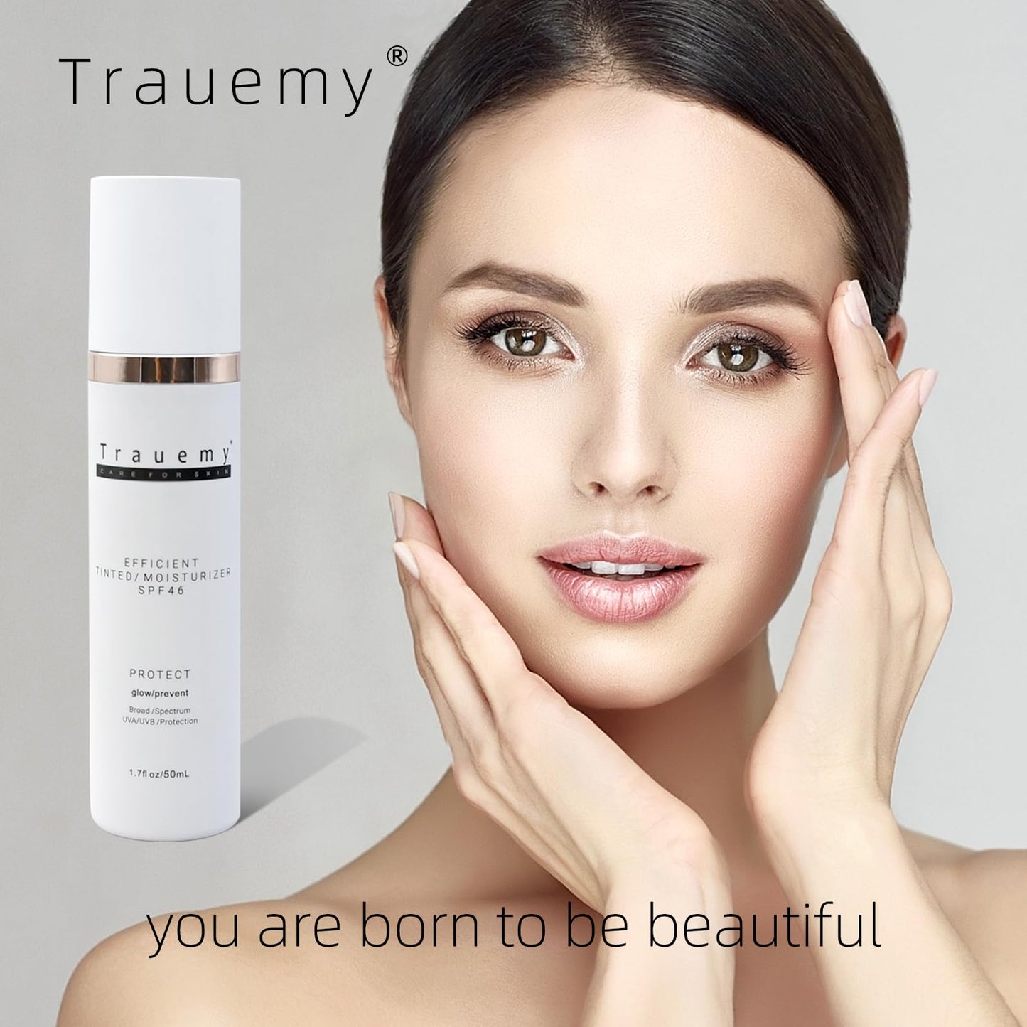 trauemy Anti-Aging Tinted Face Moisturizer Sunscreen SPF 46 & Hydrating Skin Care & Face Moisturizer - Chemical BB Cream, Water-Resistant-Dewy (Deay-2pcs)