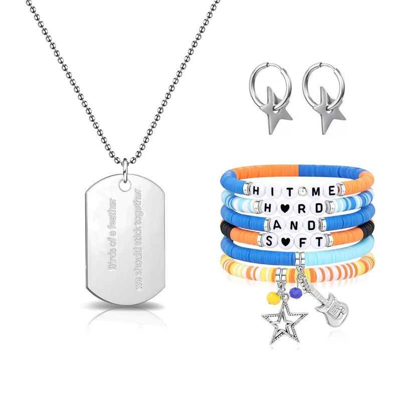 BOTVUG Birds of a Feather Necklace Star Bracelets Earrings Set Singer Album Inspired Merch for Tour Concert Fans Gifts