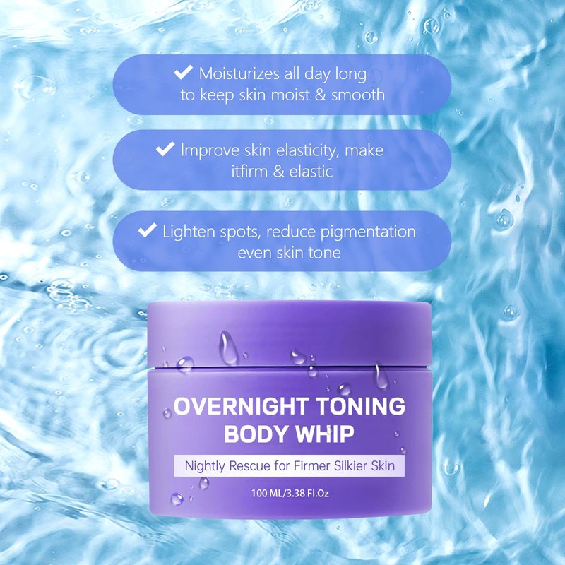 Kaminii Overnight Toning Body Whip - For Loose Crepey Skin on Arms, Thighs & Belly | Firming, Moisturizing & Anti-Wrinkle Night Cream to Improve Tone While You Sleep, All Skin Types