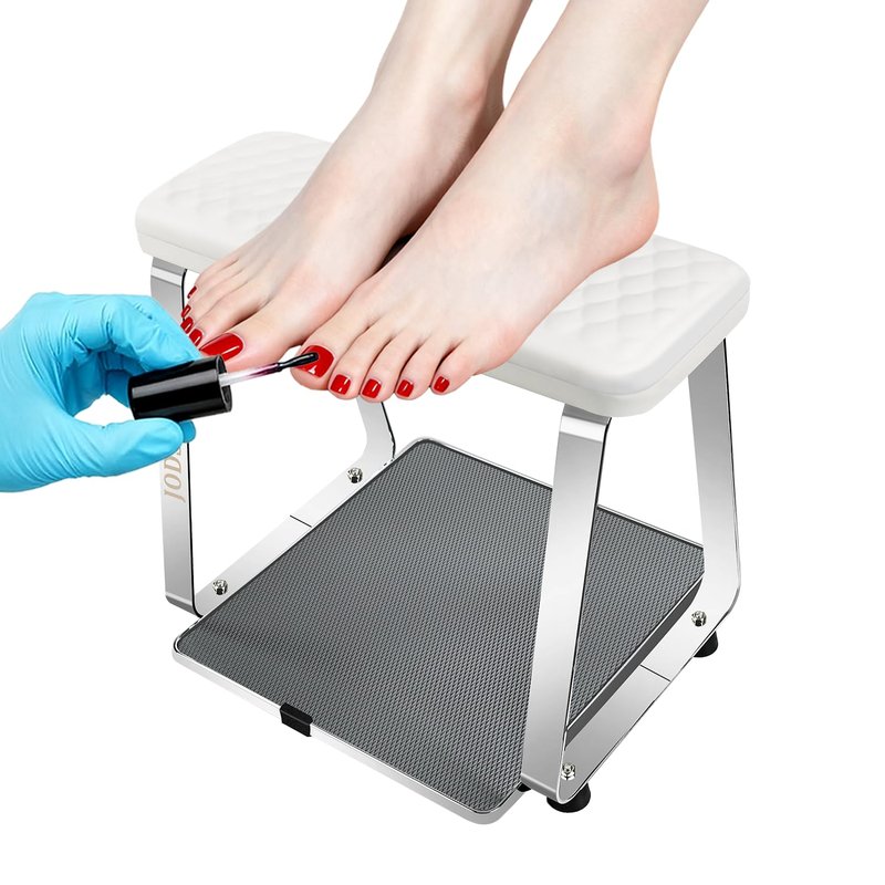 JODSONE Pedicure Foot Rest for Nails Tech with Soft Cushion,Pedicure Stool,Nail Stand,Detachable Stainless Manicure Foot Rest for Home and Salon Use Pedicure Station