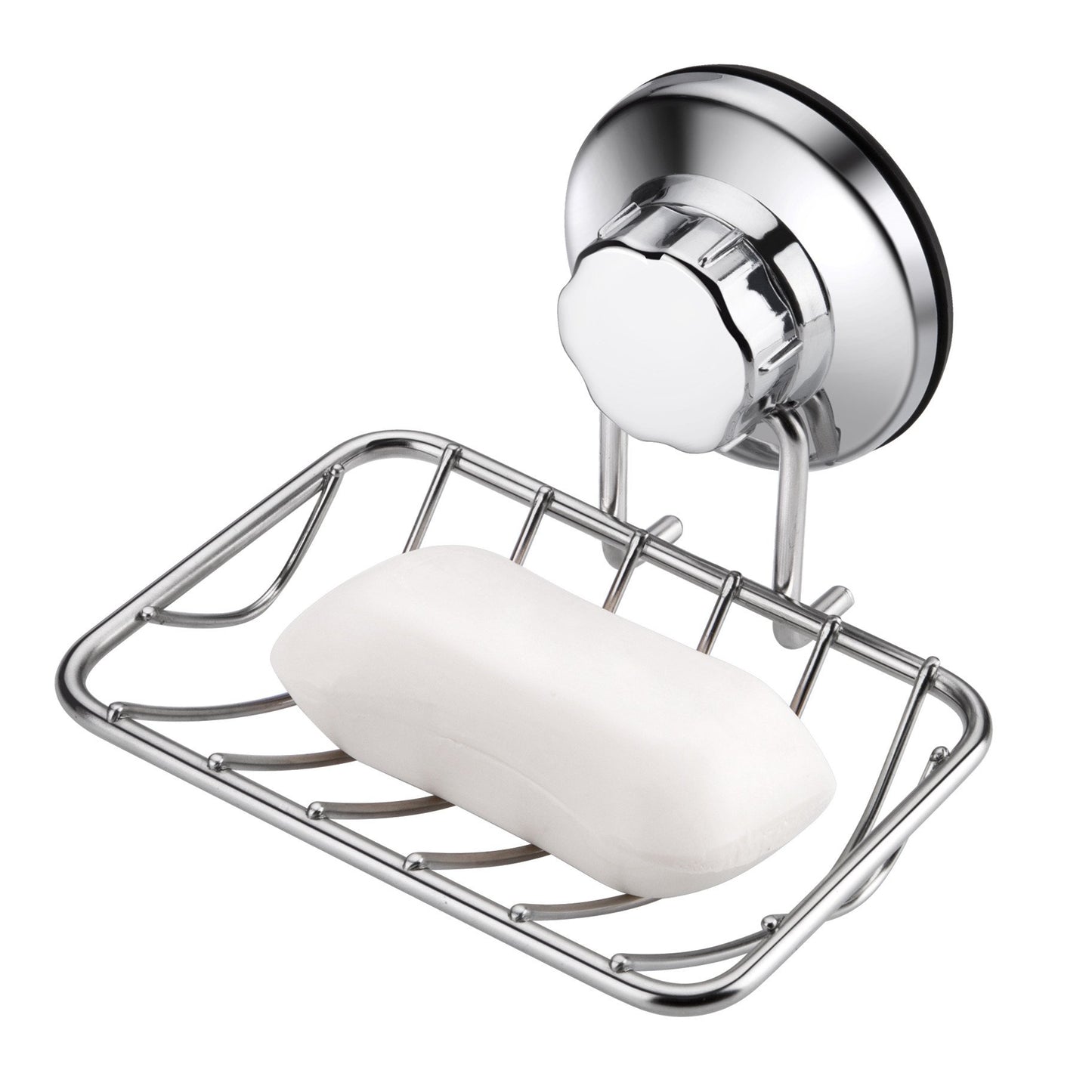 iPEGTOP Super Powerful Vacuum Suction Cup Soap Dish, Updated Strong Rustproof Stainless Steel Shower Caddy Soap Saver Sponge Holder for Bathroom & Kitchen Sink