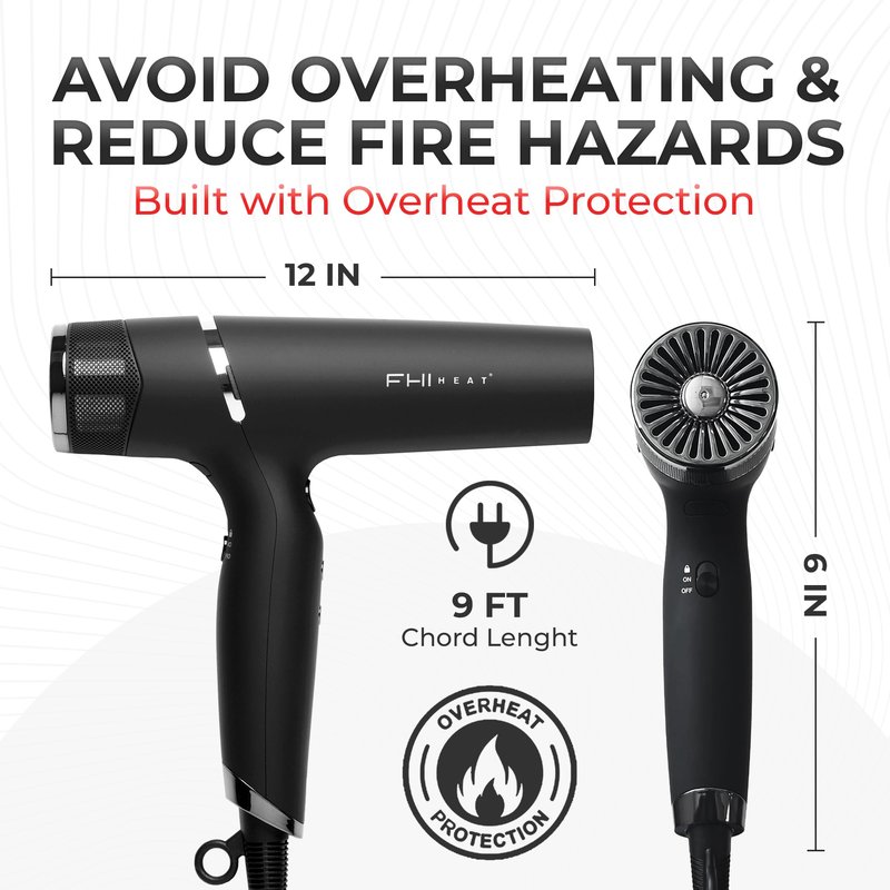 FHI Heat Innovator Pro Power Speed Professional Hair Dryer with Diffuser - Advanced Ionic Technology, Quick-Dry Blow Dryer, Cool Shot Button, Quiet Operation, Lightweight, for All Hair Types