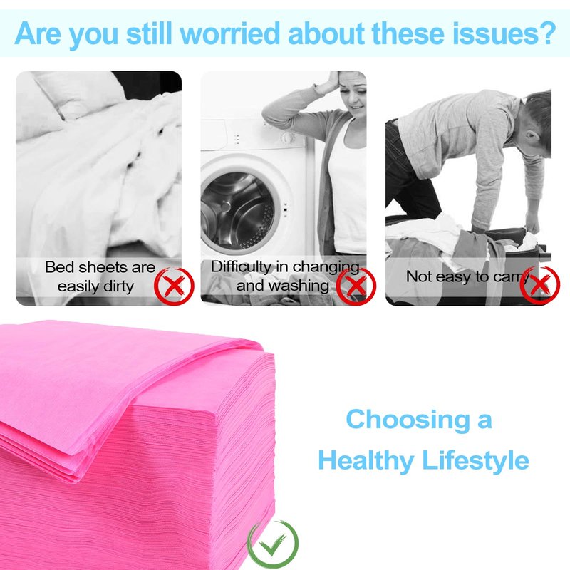 100Pcs Massage Table Sheets, 31''x71'' Waterproof Disposable Bed Sheets, Non-Woven Fabric Massage Table Cover, Breathable Protector Bed Cover for Massage Therapy Tattoo Beauty Salon (Pink)