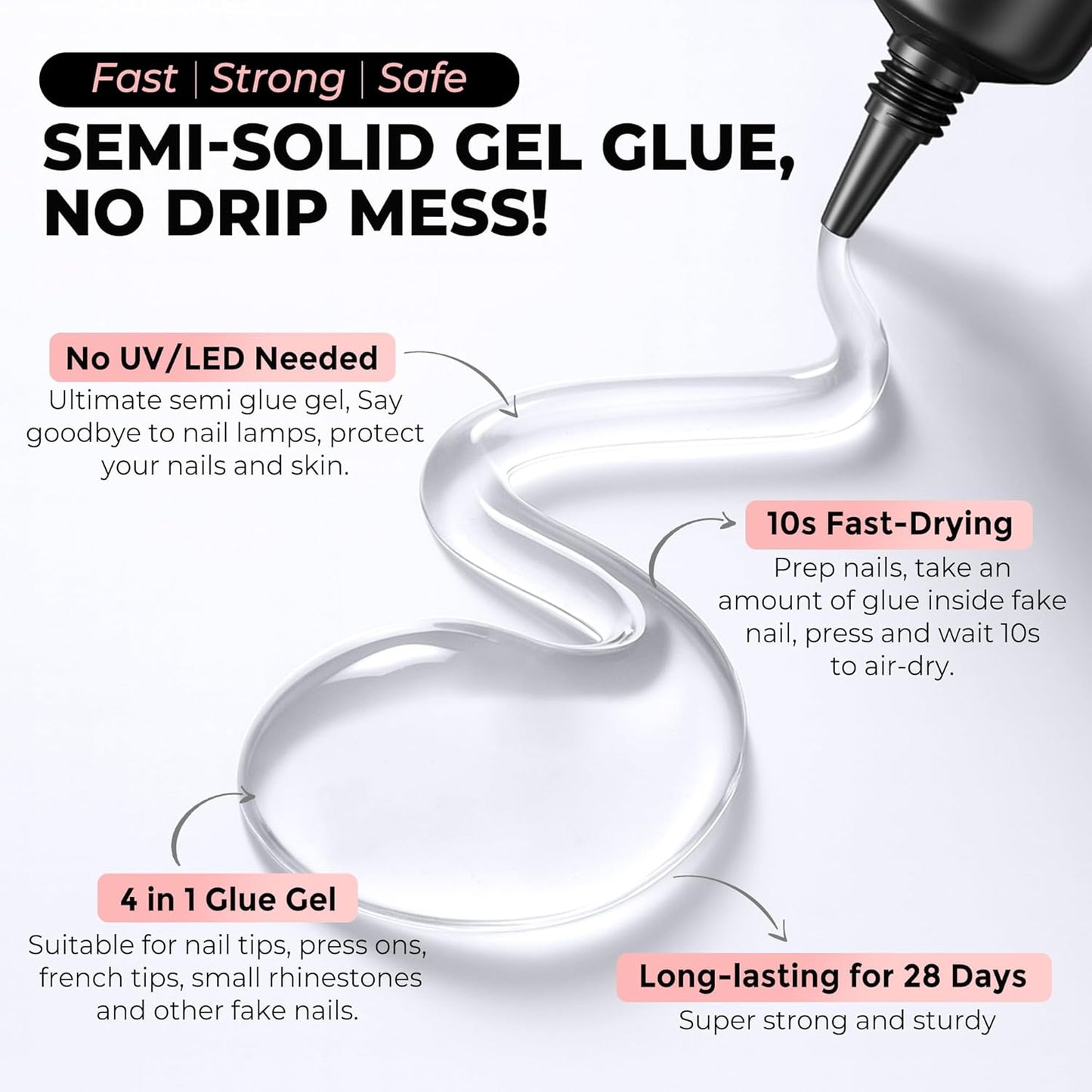Super Strong Nail Glue for Press On Nails - Quick Drying, Long Lasting | 10g x 2 Pcs