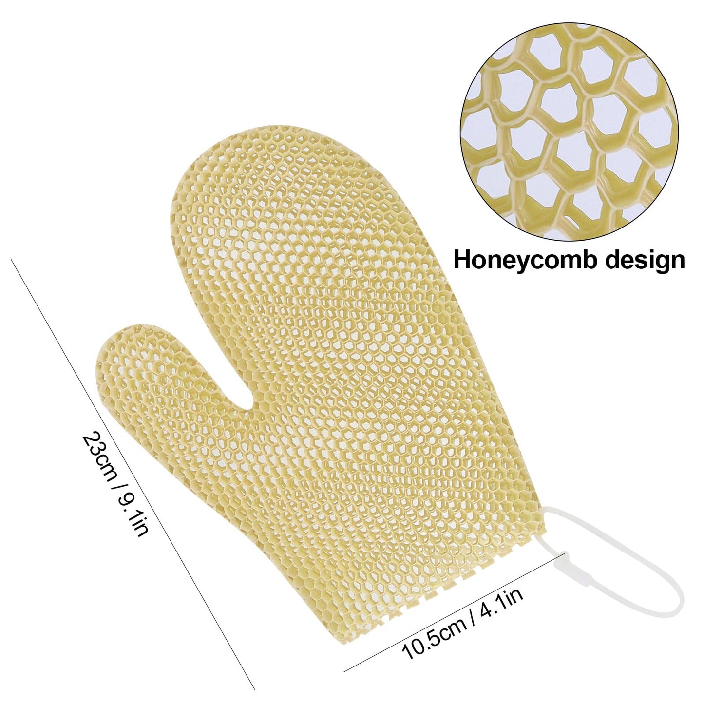Honeycomb Exfoliating Bath Gloves - Microfiber for Enhanced Blood Circulation & Soft, Smooth Skin for All Skin Types (Yellow - Glove)
