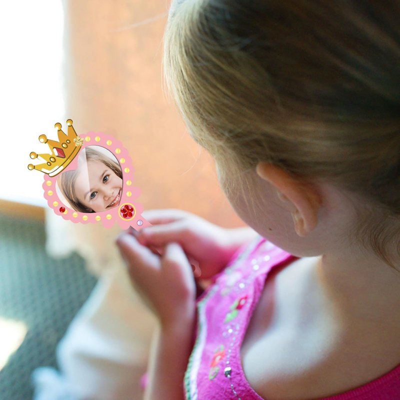 Fennoral 12 Pack Wooden Mirror Craft Kit - DIY Princess Hand Mirrors for Kids' Art Activities | Perfect Party Supplies
