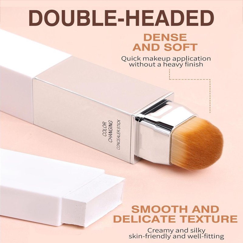 Color Changing Foundation Stick - 2 in 1 Korean Makeup with Brush | Moisturizing Full Coverage (Fair)