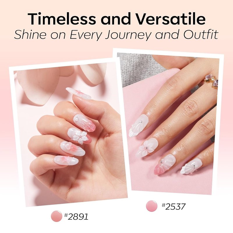 modelones Jelly Gel Nail Polish Set, Hema-Free 6 Colors Nude Milky White Pink Red Neutral Sheer Shimmer Translucent Gel Polish Kit Soak Off LED Nail Lamp Manicure Salon DIY Girls Women Gift