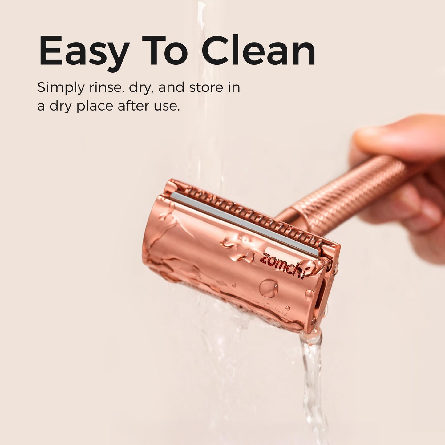 ZOMCHI Safety Razor for Men&Women with 5 Double Edge Safety Razor Blades, Double Edge Razor, Reusable Razor, Plastic Free – Rose Gold