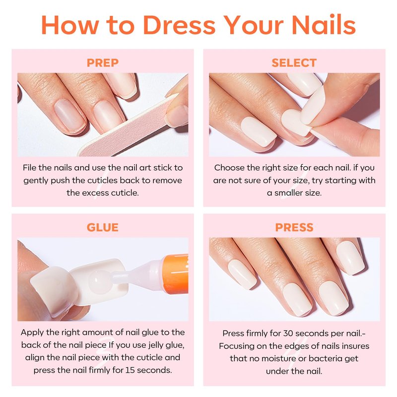 Modelones Pure White Press on Nails for Women, Summer Short Square Fake Nails, Reusable Nail Kit with Nail Glue Adhesive Tabs Mini Nail File, Nails Press Ons 32Pcs16 Sizes, Women Girl Gift
