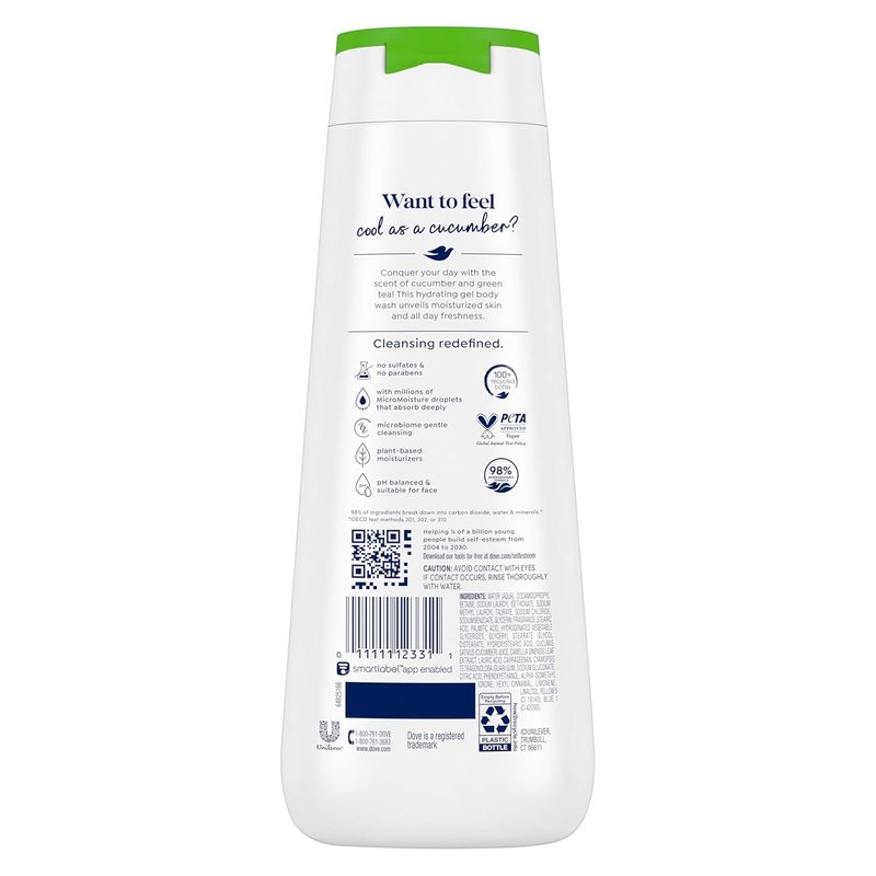 Dove Body Wash - Refreshing Cucumber & Green Tea Cleanser | 24-Hour Moisturizing, 20 oz