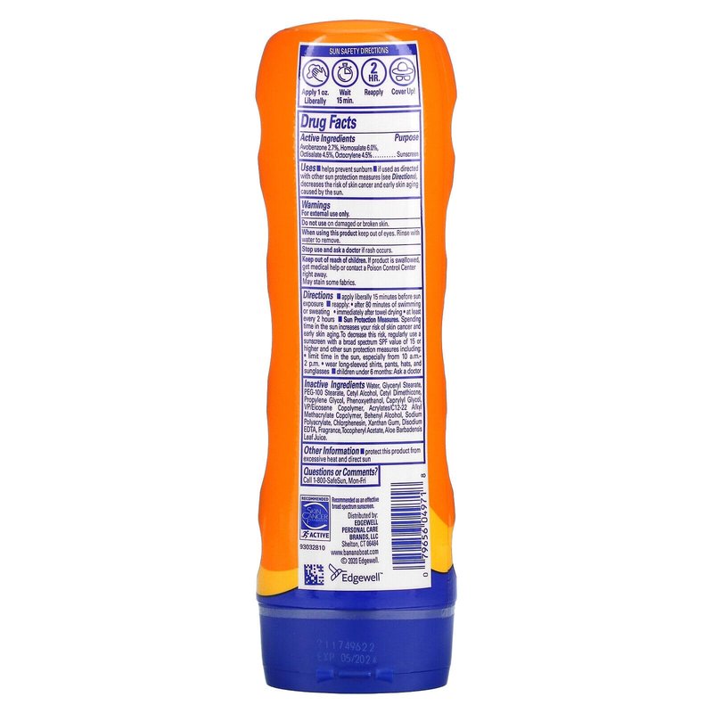 Banana Boat Sport Performance Broad Spectrum SPF 30 Sunscreen Lotion, Swim Splash - Up to 80 Minutes Water Resistant, 8 fl oz, 2-Pack