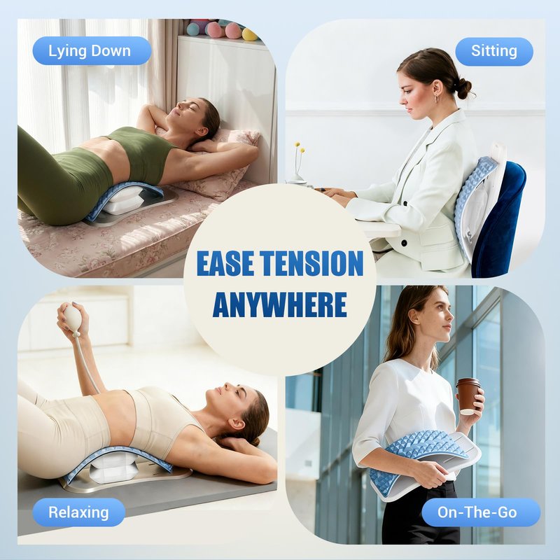 OPDEKEHA Back Stretcher for Lower Back Pain Relief, Adjustable Lumbar Support Board with Acupressure Points, Back Stretcher Board for Scoliosis, Spine Decompression Support