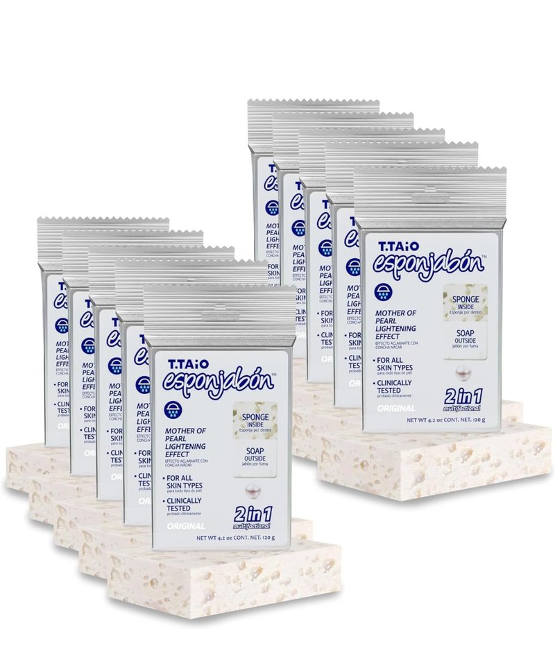 Esponjabon Mother of Pearl Soap Sponge - Cleansing Shower Scrubber - Cleaning Bath Wash Scrub - Oil Removal - Massage & Lather Foot, Elbow, & Face - Bathroom Accessories (10 pack)