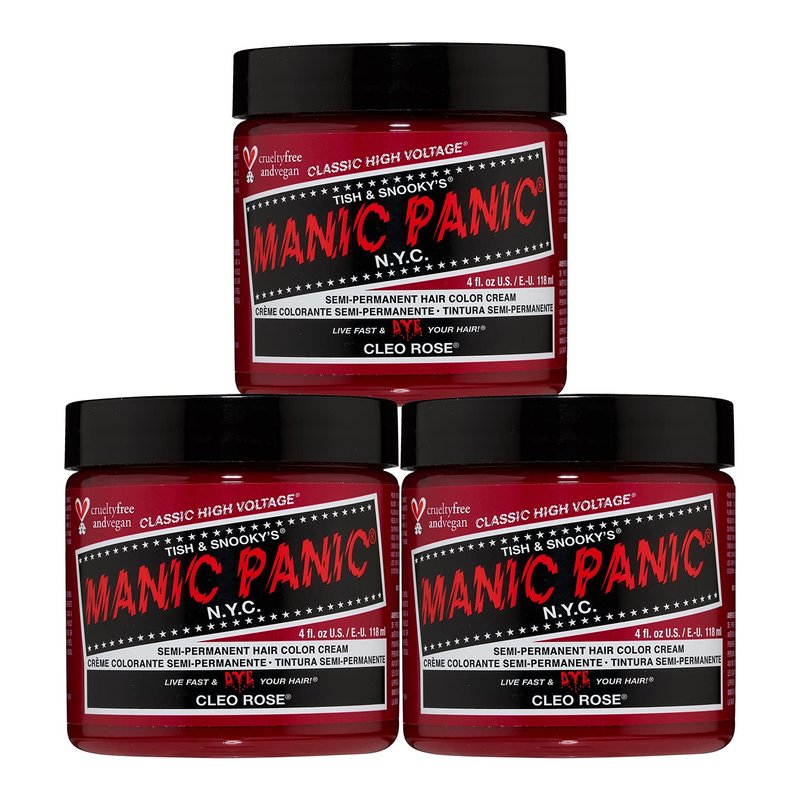MANIC PANIC Classic Cleo Rose Semi Permanent Hair Color - Warm Magenta Pink Hair Dye for Women & Men That Lasts 4-6 Weeks - Vegan, Ammonia & Cruelty-Free - Create & Mix Custom Shades (4oz / 3pk)