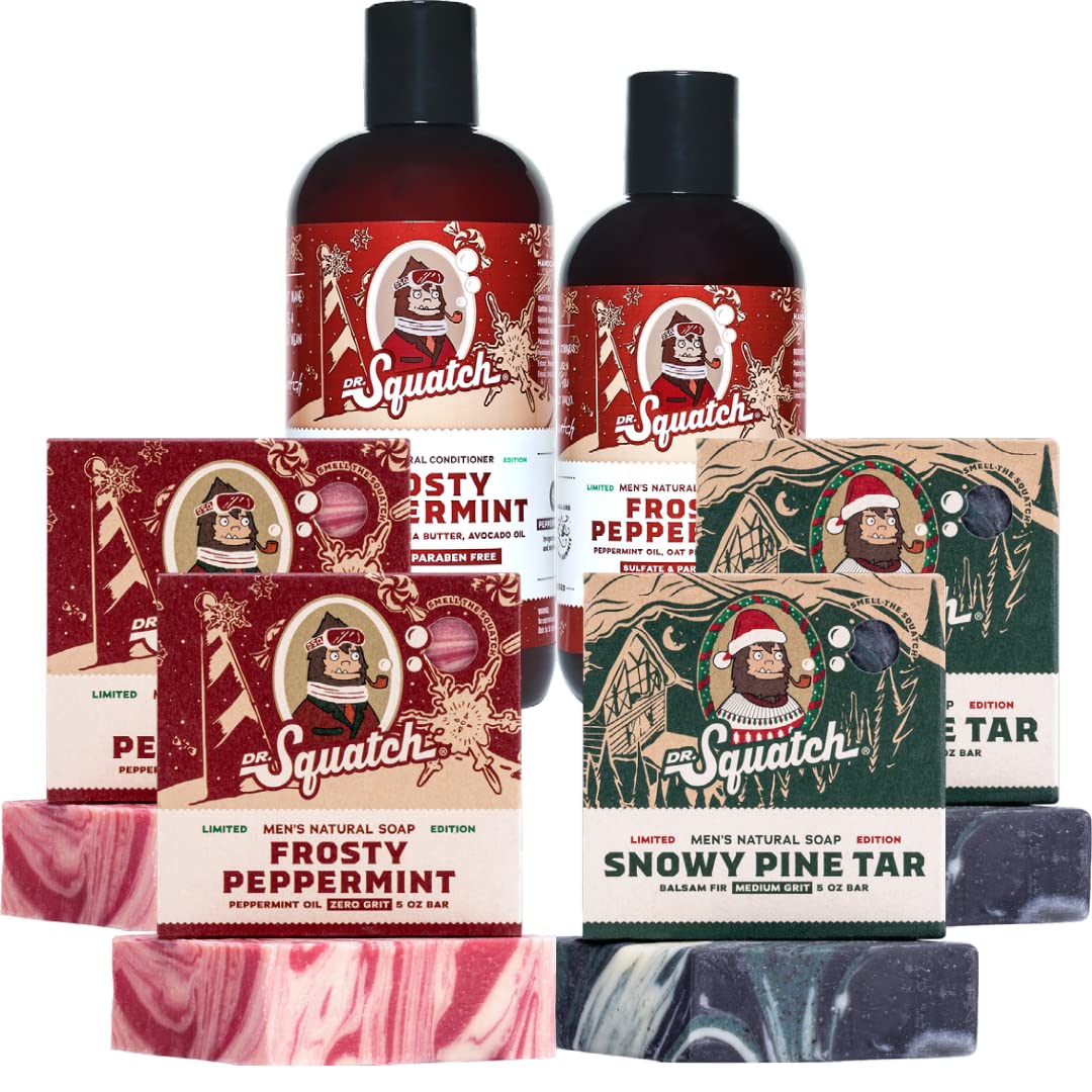 Dr. Squatch Men's Bar Soap - Ocean Expanded Pack: Natural Bar Soap - Bay Rum, Gold Moss, Deep Sea Goat's Milk, Alpine Sage, Cypress and Citrus Hair Care Shampoo and Conditioner