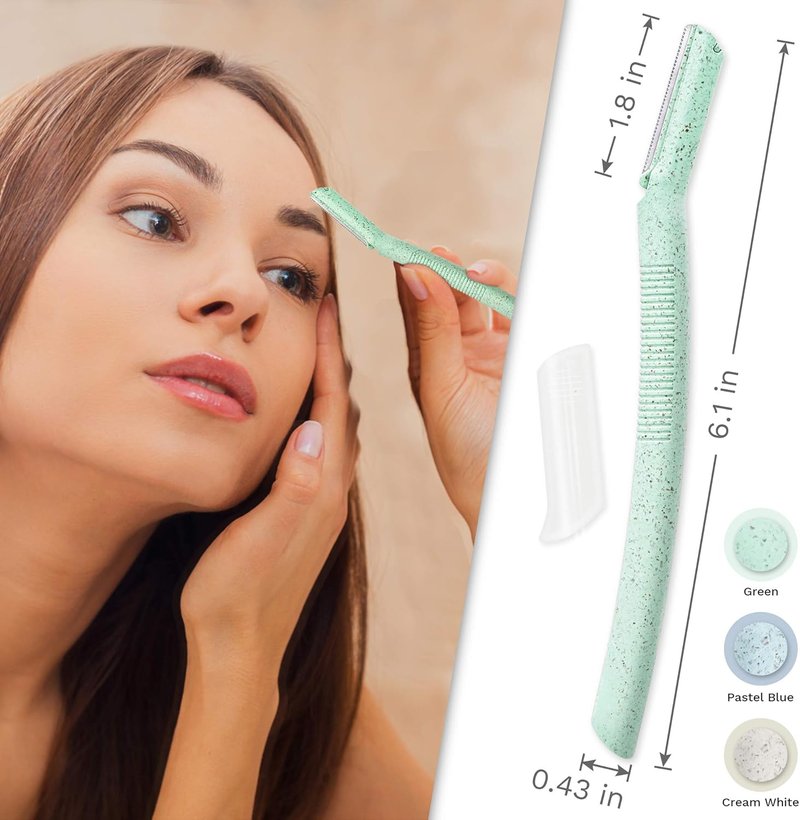 Dermaplane Razor for Women - Multipurpose Face & Eyebrow Trimmer | 6 Disposable Blades Included