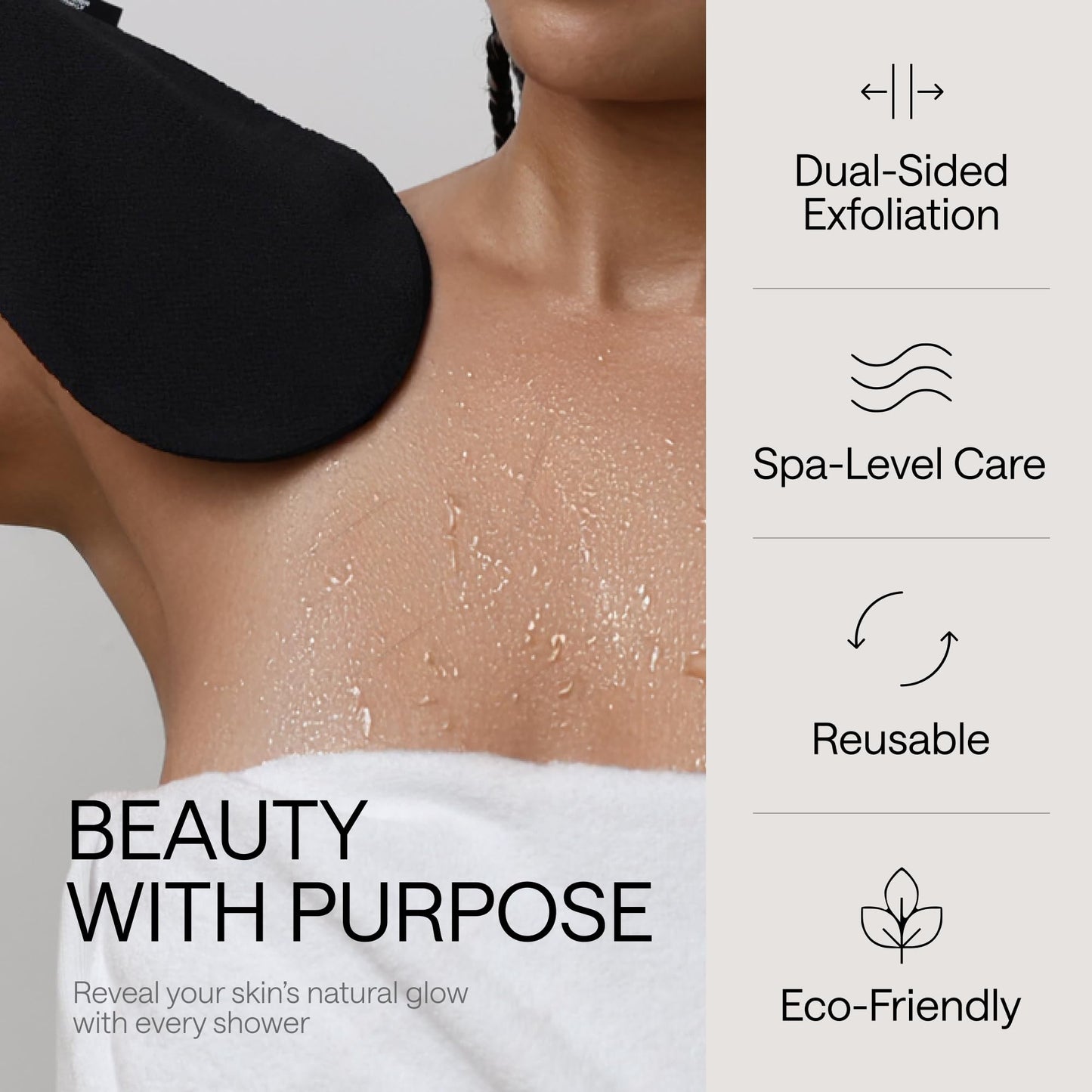 Korean Exfoliating Glove for Shower – Deep Body Scrubber & Face Exfoliator – Shower Gloves – Tan Remover Washcloth, Smooth Skin & Body Exfoliating Mitt – Loofah Wash Cloth Alternative