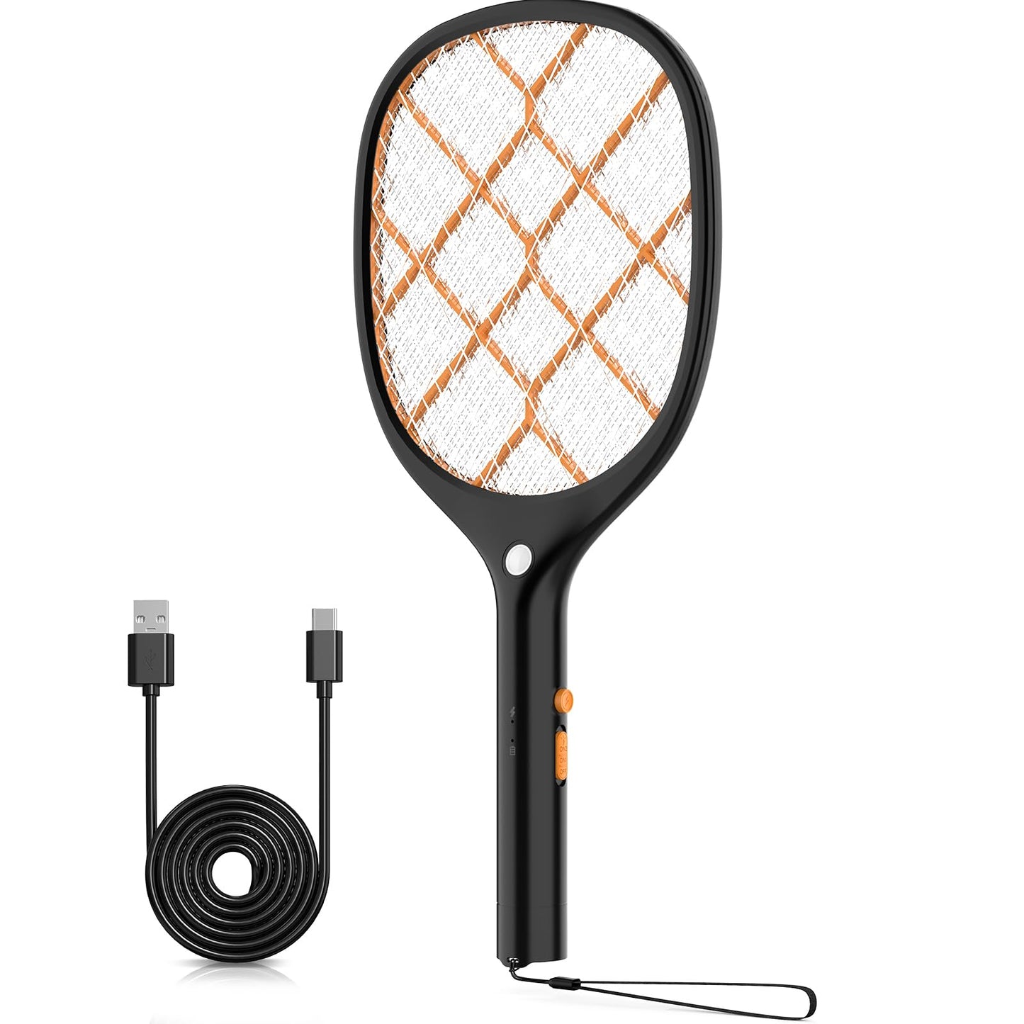 YISSVIC Electric Fly Swatter Bug Zapper Racket 4000V Rechargeable Mosquito Killer with LED Light for Indoor Home Office Backyard Patio Camping (2, Black Orange)