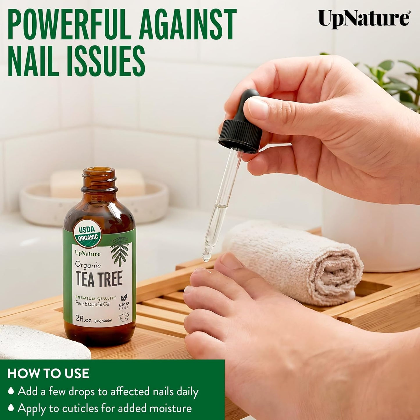 UpNature Tea Tree Oil - 100% Pure Organic Essential Oil for Skin, Hair & Scalp | 2oz