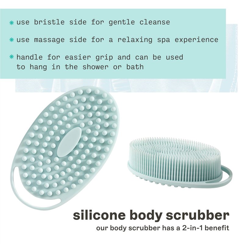 Freeman Premium Silicone Body Scrubber, Exfoliating & Massaging, Double Sided Silicone Scrubber, Durable & More Hygienic Than Loofah, for Men & Women, Cruelty-Free Shower & Bath Accessory, 1 Count