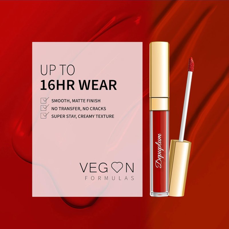 Depuplum Dark Red Lipstick - Matte Superstay Formula | Long Lasting, Smudgeproof, Cruelty-Free (DM18 Oxblood Red)