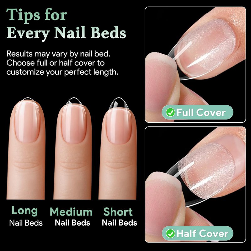 Leykosh Extra Short Almond Nail Tips - 15 Sizes 330PCS Soft Gel Fake Nails, Half Matte Full Cover Pre-Shaped Clear Press On Acrylic Nails No C Curve for Extension, DIY Home Manicure Beauty Gifts