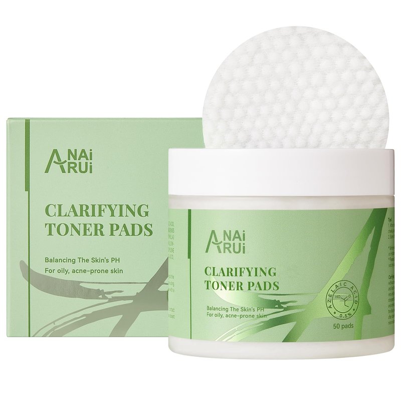 ANAI RUI Clarifying Toner Pads for Face, Face Exfoliating Pad, Balance Skin's PH, Smooths and Refines Skin,with Azelaic Acid &Salicylic Acid 50 Pads