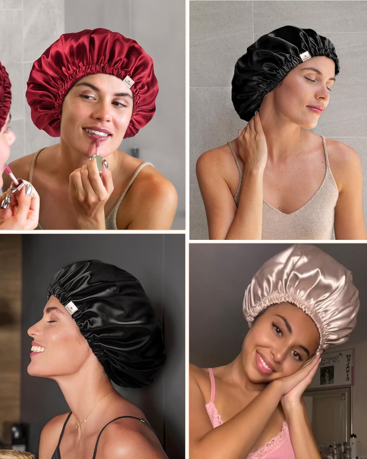 YANIBEST Silk Bonnet - Adjustable Double Layer Satin Hair Bonnet for Sleeping | Reduces Frizz for Curly Hair
