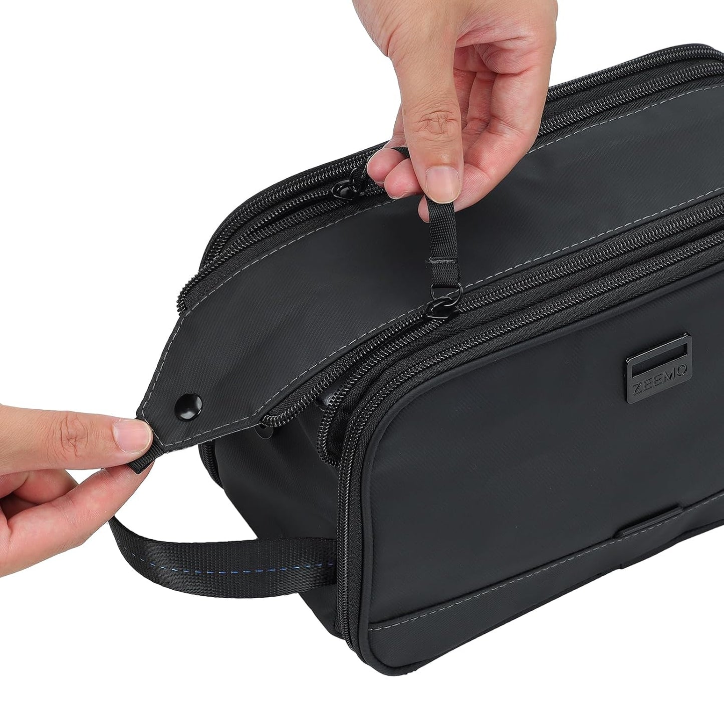 Travel Toiletry Bag for Men - Medium Water-Resistant Dopp Kit | Double-Sided Organizer for Shower & Hygiene Accessories - Black