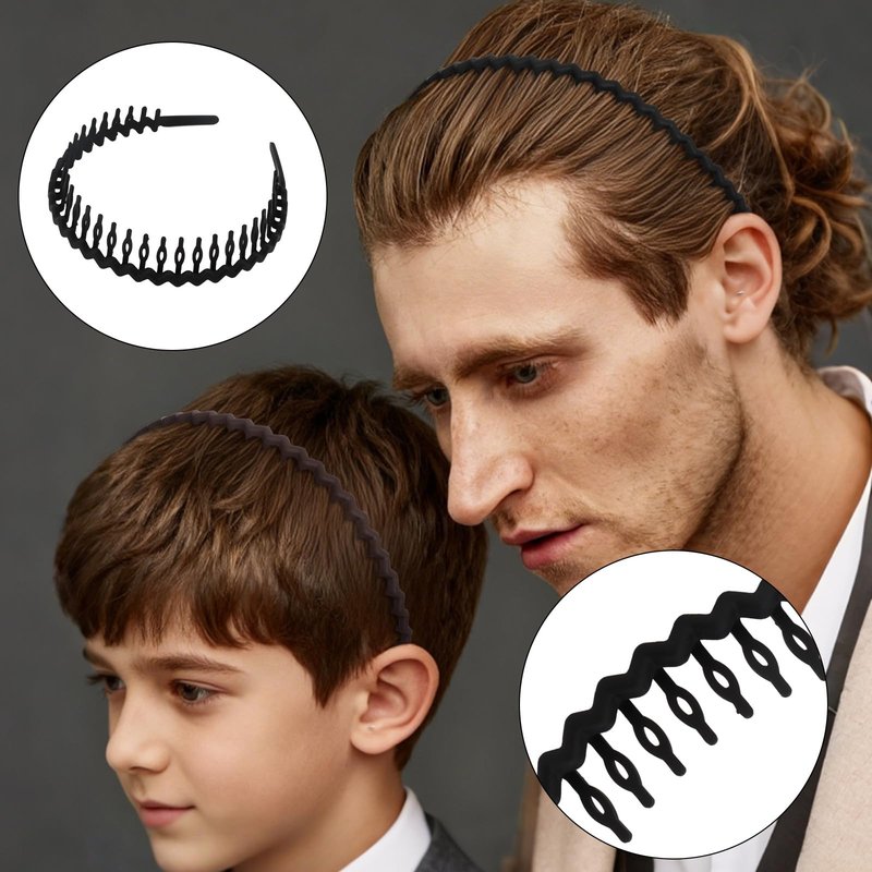 GAFATORY 3 PCS Zig Zag Headbands Wavy Headband with Teeth Plastic Comb Hairband Non Slip Thin Elastic Head Bands Fashion Hair Accessories for Women Men