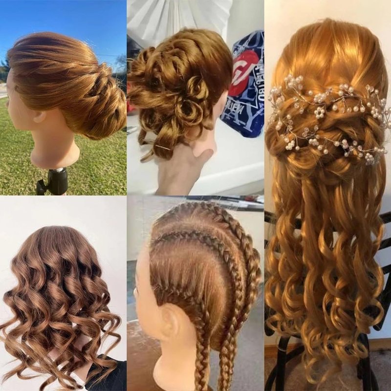 Mannequin Head Human Hair, 80% Real Hair 26-28" Cosmetology Mannequin Head Hair Styling Hairdressing Practice Training Doll Heads with Clamp Holder and Tools (#27 Light Brown)